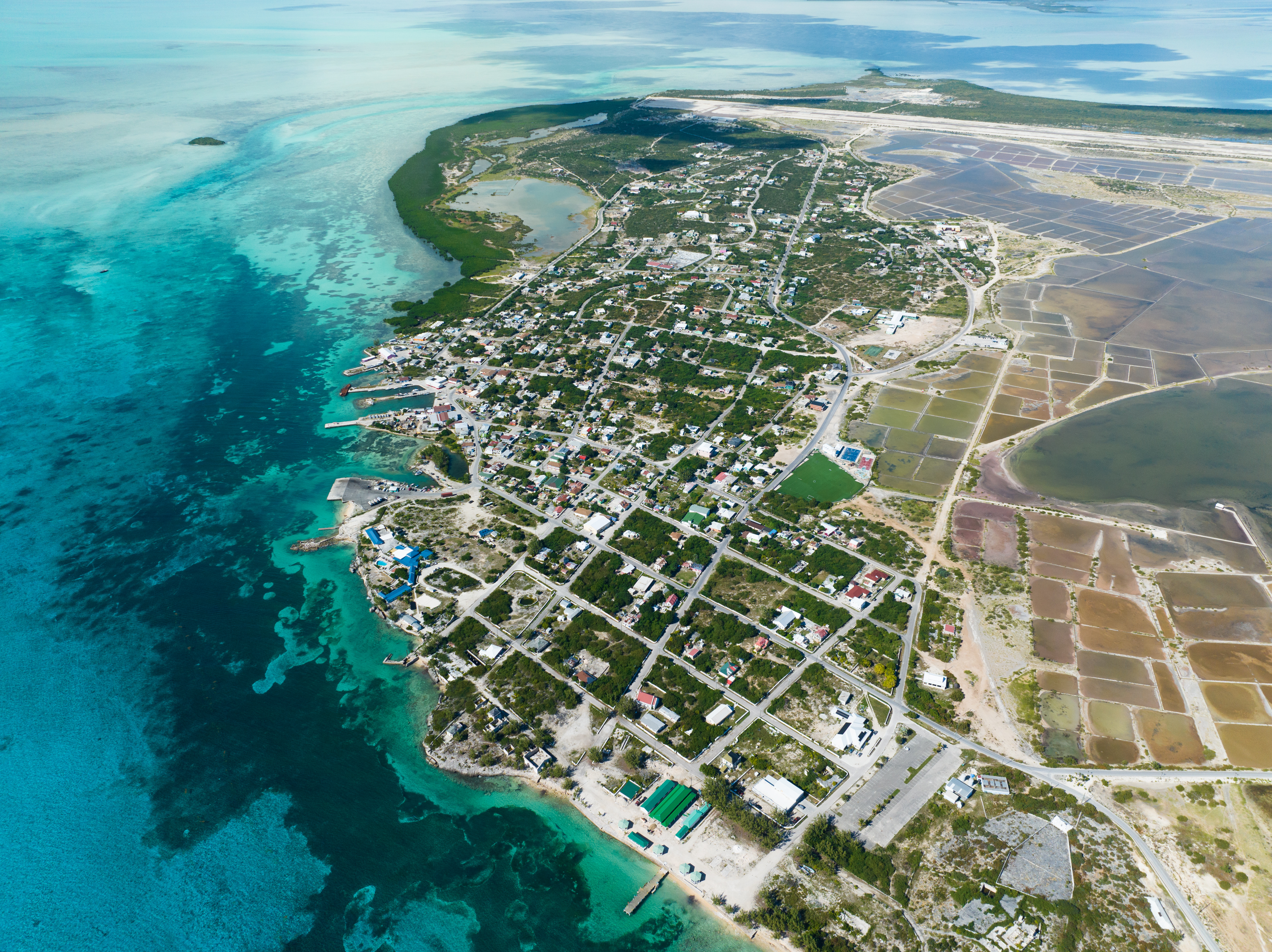 Aerial view of South Caicos, the home island of Come Eat With Me founder Camilla